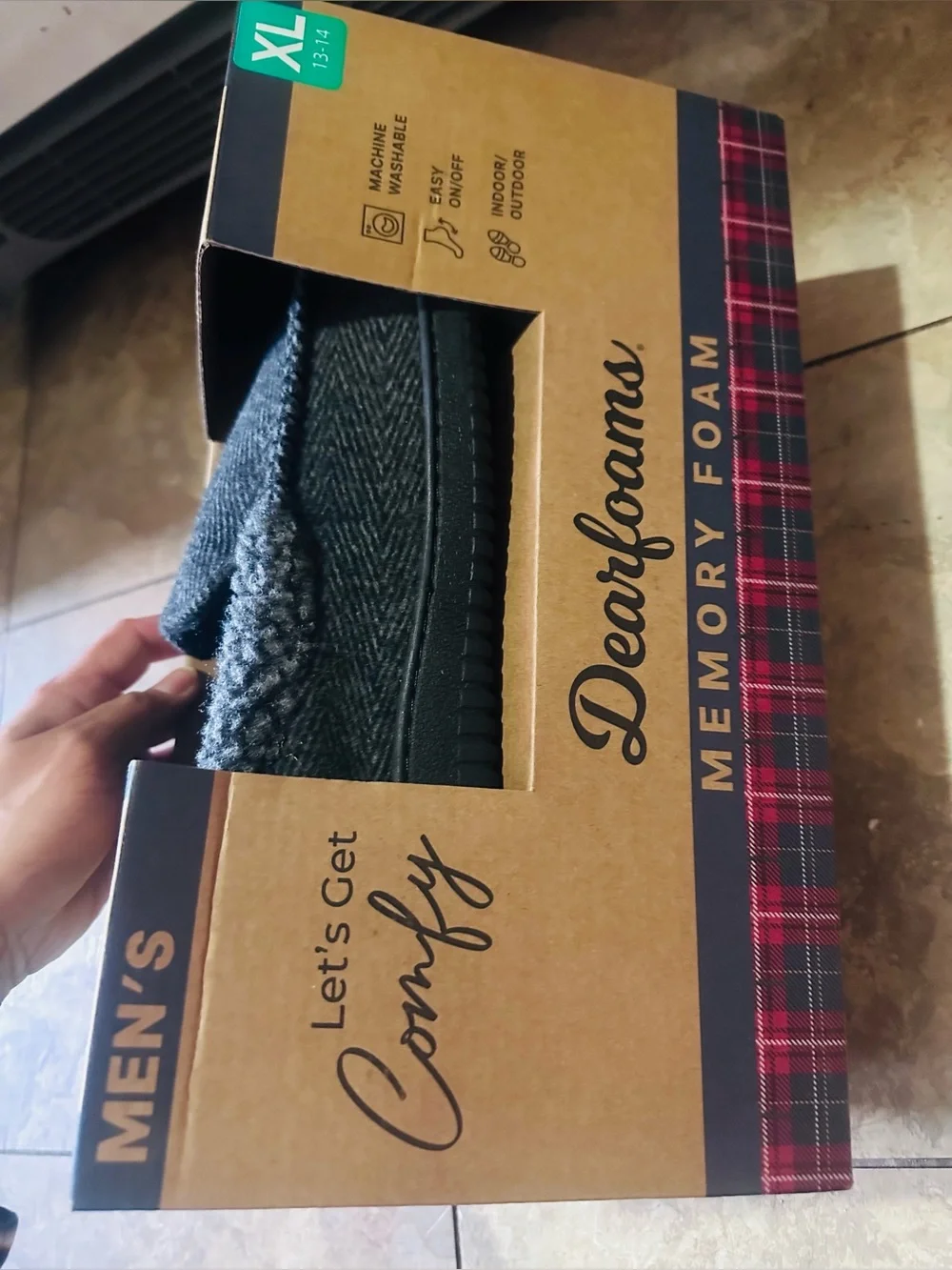 dearfoams✨🖤🩶Men’s Black Slip-On Memory Foam Loafers